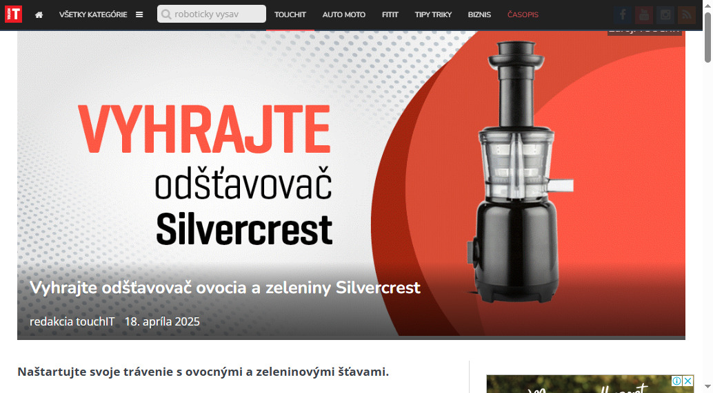 Vyhrajte odšťavovač ovocia a zeleniny Silvercrest