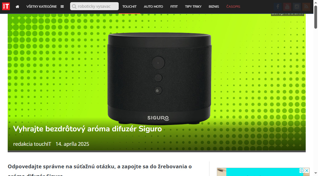 Vyhrajte bezdrôtový aróma difuzér Siguro