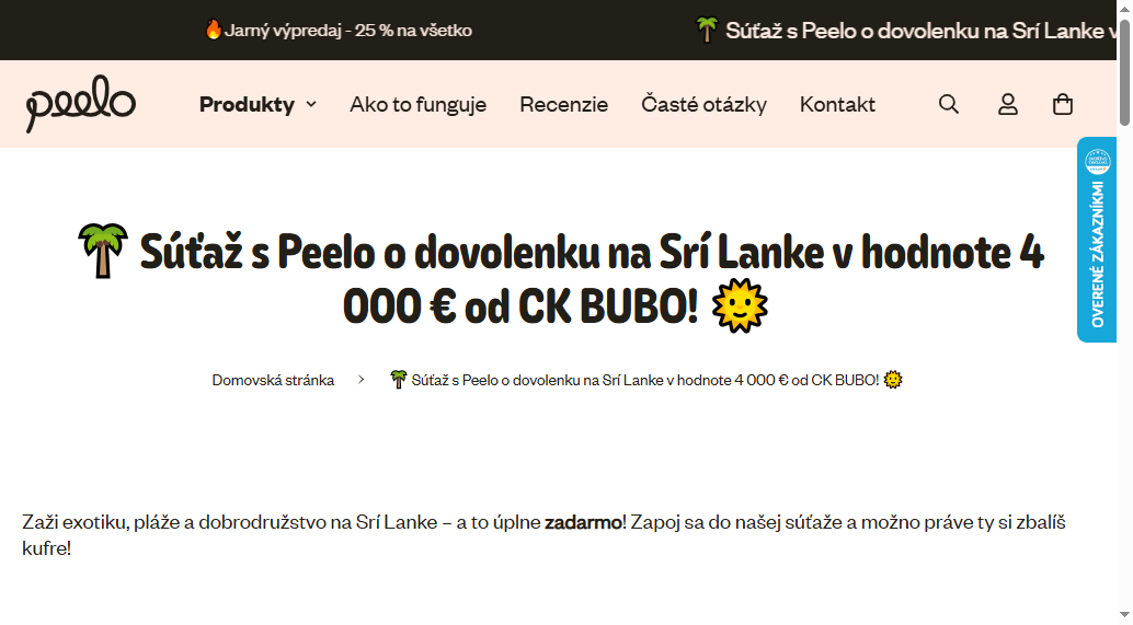 Súťaž s Peelo o dovolenku na Srí Lanke v hodnote 4 000 
