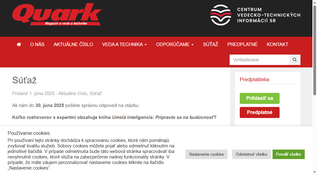 Online súťaž o knihu &#8220;Umelá inteligencia: Priprav