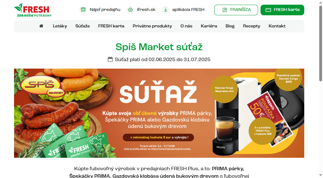 Kúpte ľubovoľný výrobok v predajniach FRESH Plus a vyhr