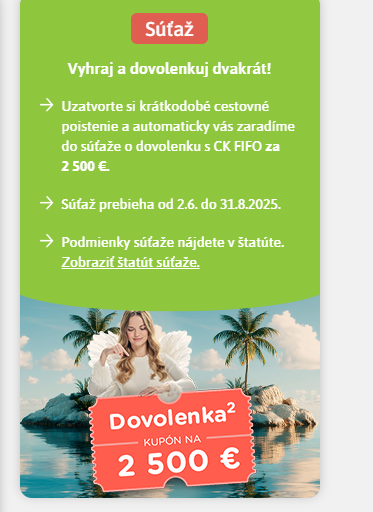 Vyhrajte poukaz na nákup dovolenky od CK FIFO za 2500€