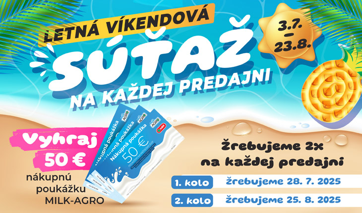 Vyhrajte 50 € poukážku na ďalší nákup v MILK-AGRE