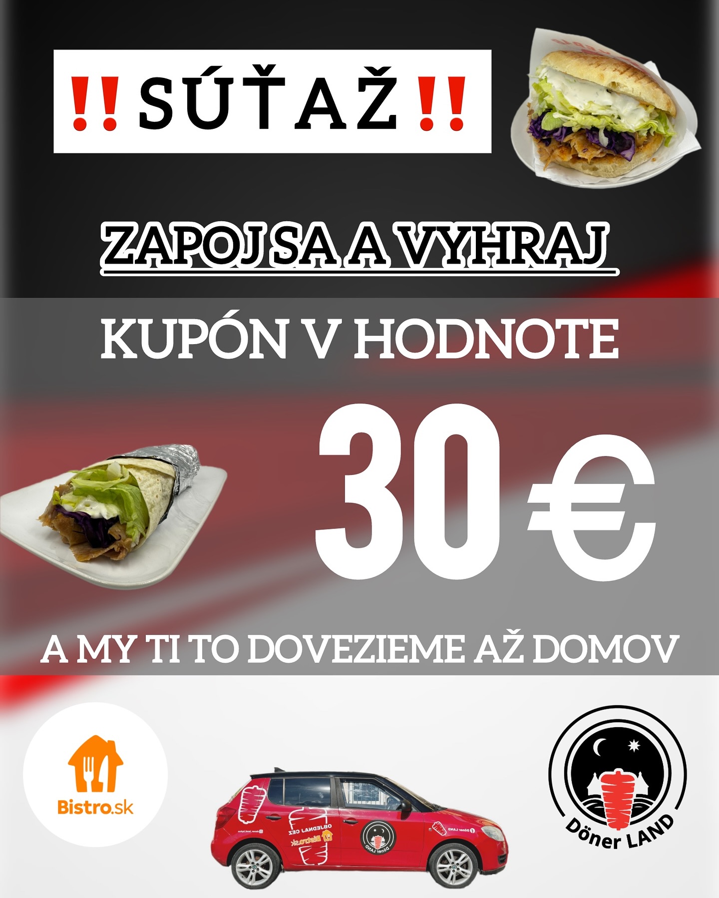 SÚŤAŽ o kupón a dovoz v hodnote 30€