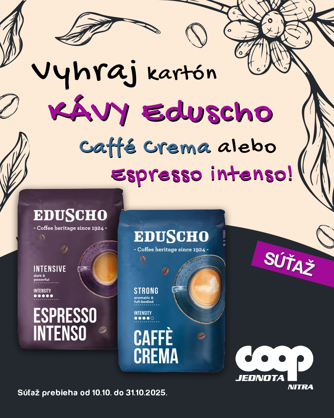 Vyhraj kartón voňavej Eduscho Caffè Crema alebo Espress