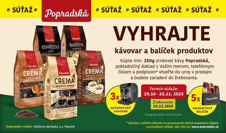 VYHRAJTE KÁVOVAR A BALÍČEK PRODUKTOV