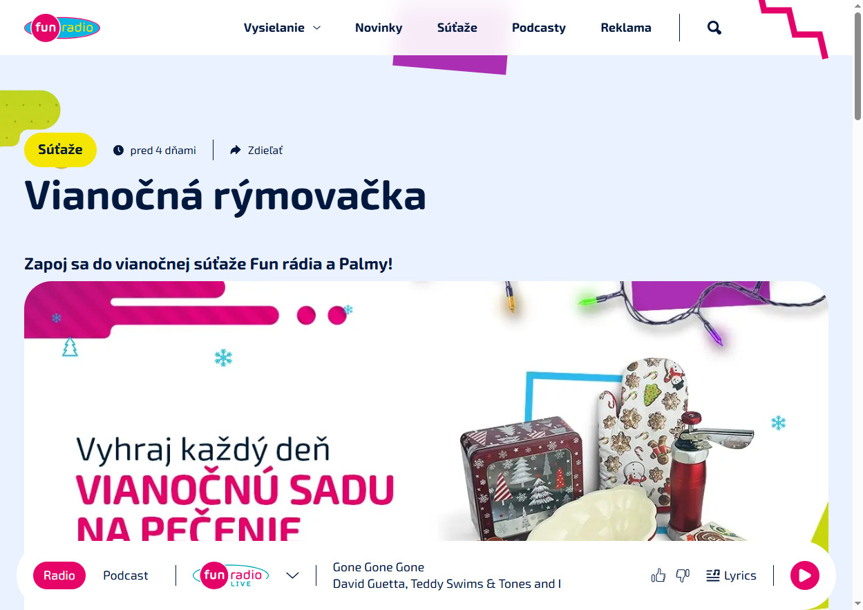 Zapoj sa do vianočnej súťaže Fun rádia a Palmy