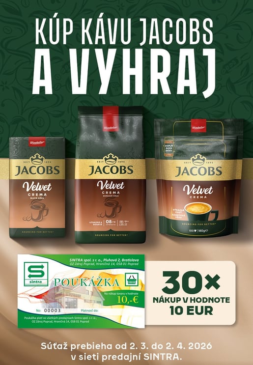 SÚŤAŽ O 30X POUKÁŽKU NA NÁKUP V HODNOTE 10 EUR V SIETI 