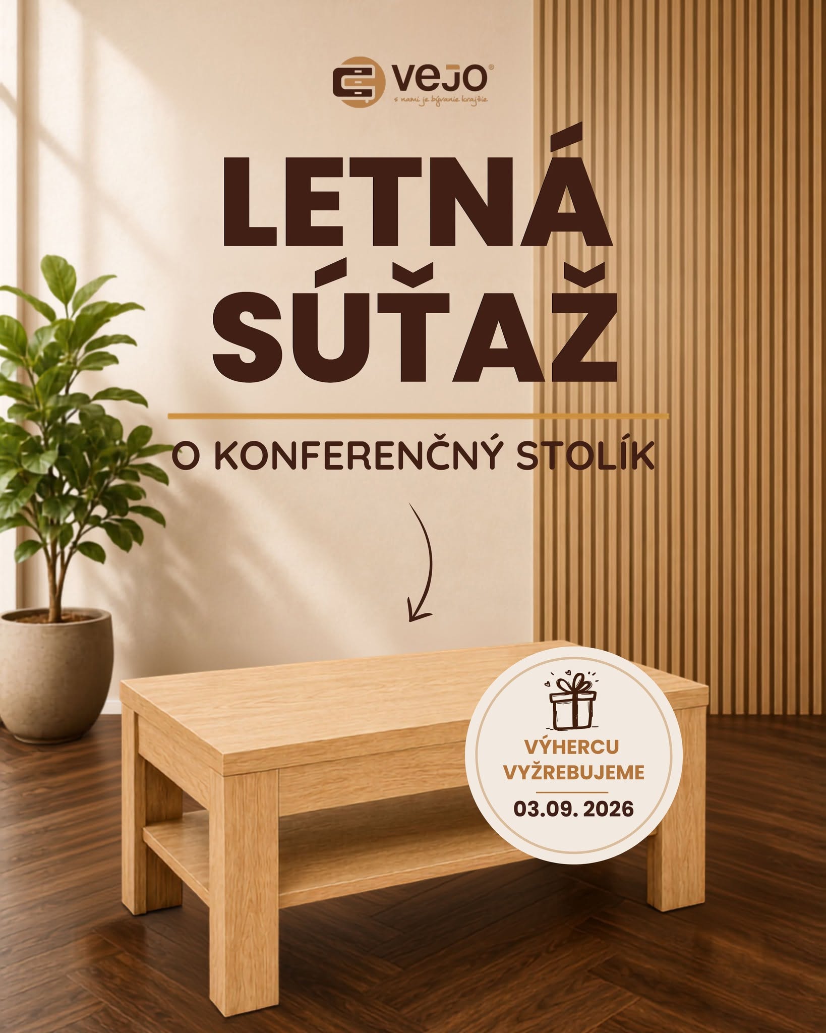 Letná súťaž o konferenčný stolík od VEJO nábytok