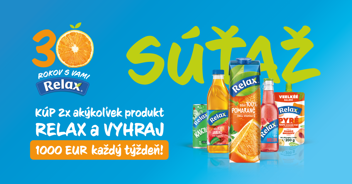 Relax 30 rokov: súťaž o 1 000 EUR každý týždeň