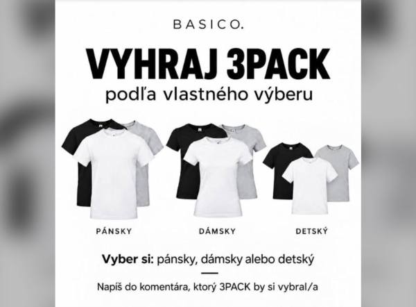 SÚŤAŽ Basico: vyhrajte 3PACK tričiek B&C podľa vlastného výberu (1 výherca)