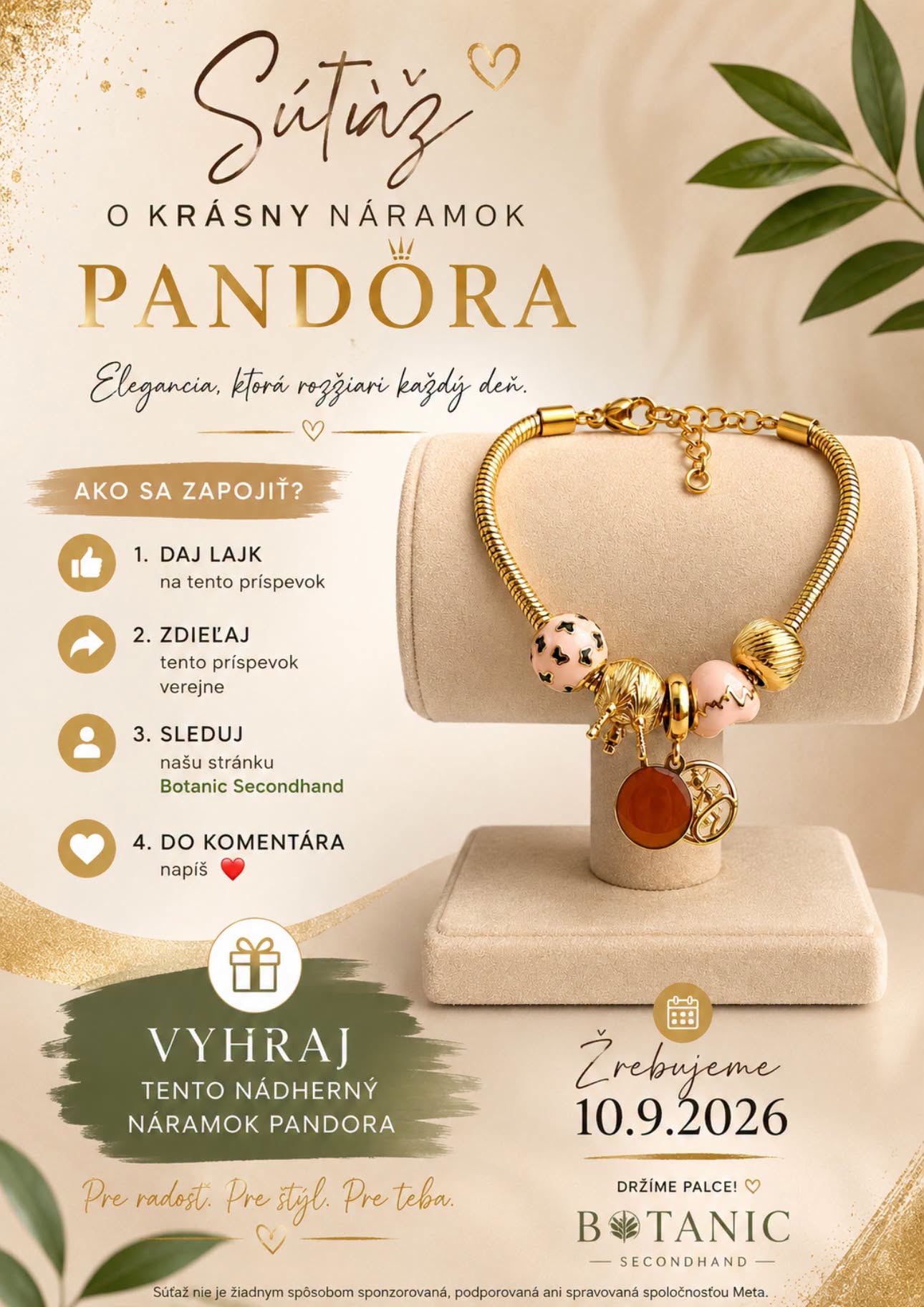 Súťaž Botanic Secondhand o náramok Pandora