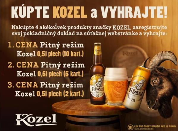 SÚŤAŽ COOP Jednota Krupina × Kozel: vyhrajte zásobu piva Kozel (3 výhercovia)