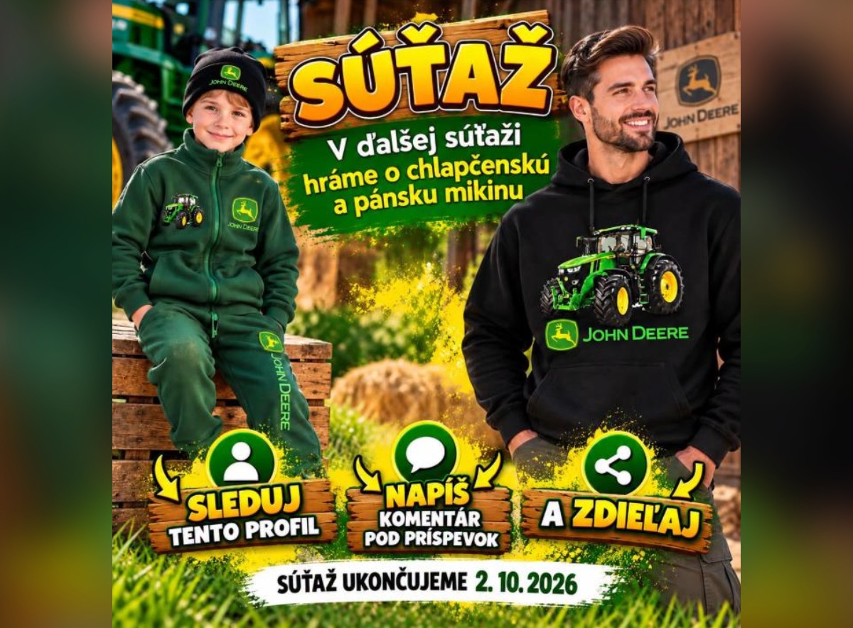 SÚŤAŽ Danka Belková: vyhrajte chlapčenskú bundu a pánsku mikinu John Deere