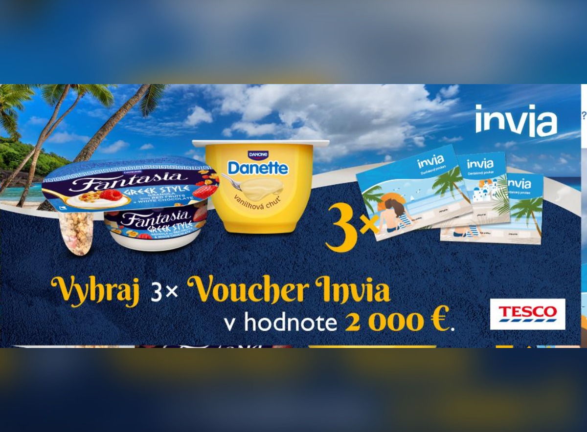 SÚŤAŽ Danone a Tesco: vyhrajte voucher Invia v hodnote 2 000 € (3 výhercovia)