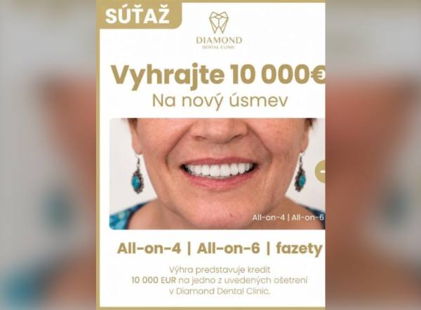 SÚŤAŽ Diamond Dental Clinic: vyhrajte 10 000 € na nový úsmev