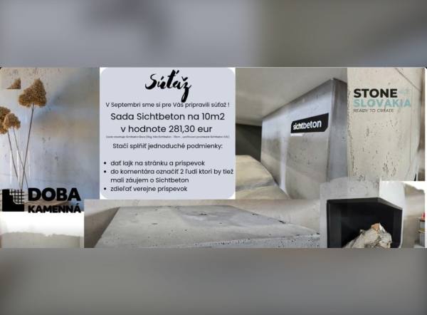 SÚŤAŽ Doba Kamenná: vyhrajte sadu Sichtbeton na 10 m² (2 výhercovia)