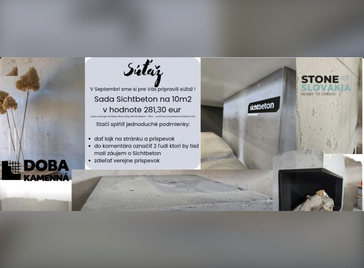 SÚŤAŽ Doba Kamenná: vyhrajte sadu Sichtbeton na 10 m² (2 výhercovia)