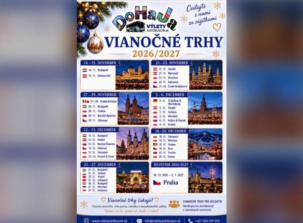 SÚŤAŽ DoHaJa výlety autobusom: vyhrajte vianočný zájazd (3 výhercovia)