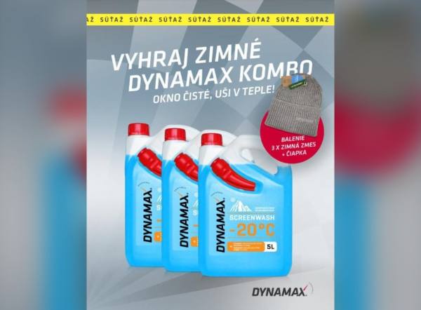 SÚŤAŽ DYNAMAX: vyhrajte zimné kombo – 3× zimná zmes do ostrekovačov a čiapka (3 výhercovia)