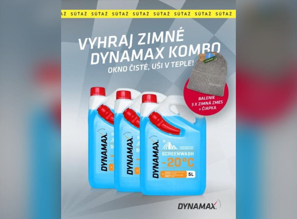 SÚŤAŽ DYNAMAX: vyhrajte zimné kombo – 3× zimná zmes do ostrekovačov a čiapka (3 výhercovia)