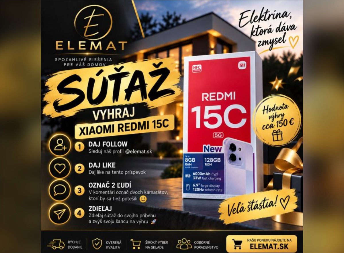 SÚŤAŽ ELEMAT: vyhrajte smartfón Xiaomi Redmi 15C 5G (1 výherca)