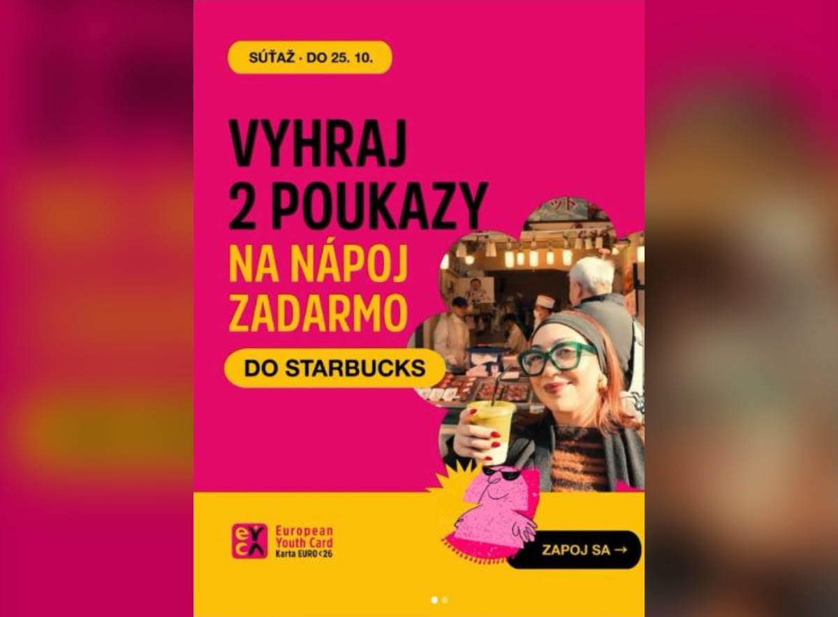 SÚŤAŽ EURO<26: vyhrajte 2 poukazy na nápoj zadarmo v Starbucks