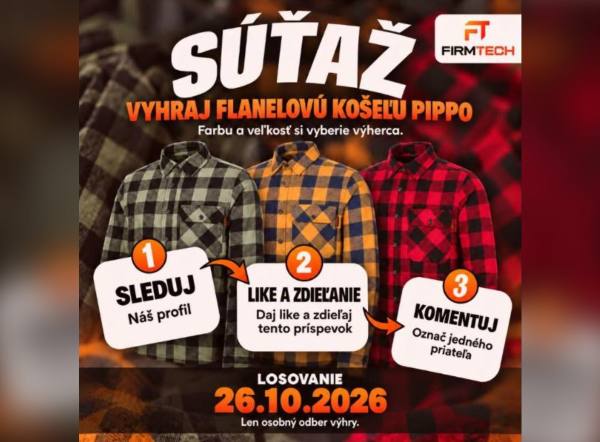 SÚŤAŽ FirmTech: vyhrajte flanelovú košeľu PIPPO (1 výherca)