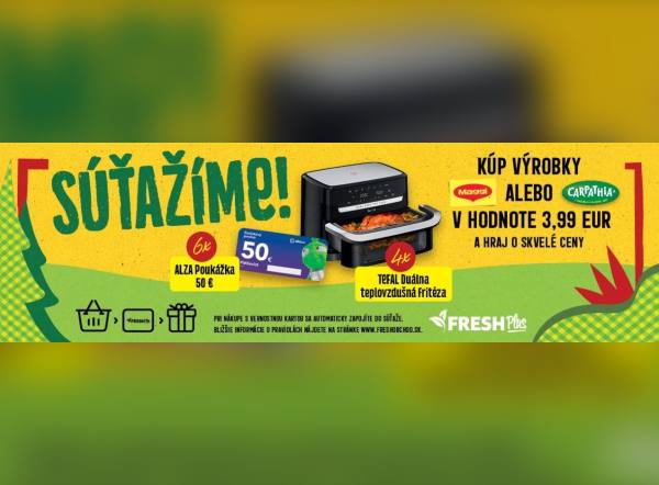 SÚŤAŽ FRESH Plus: vyhrajte teplovzdušnú fritézu Tefal alebo poukážku Alza (10 výhercov)