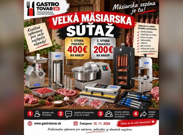 SÚŤAŽ GastroTovar.sk: vyhrajte poukážky na nákup za 600 € (2 výhercovia)