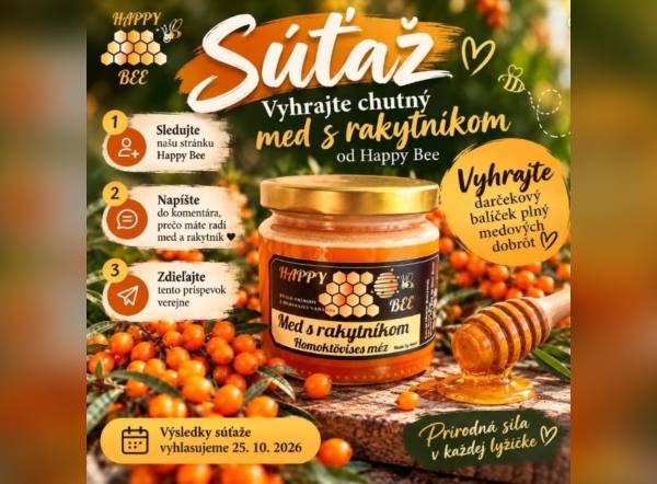 SÚŤAŽ Happy Bee: vyhrajte darčekový balíček s medom s rakytníkom