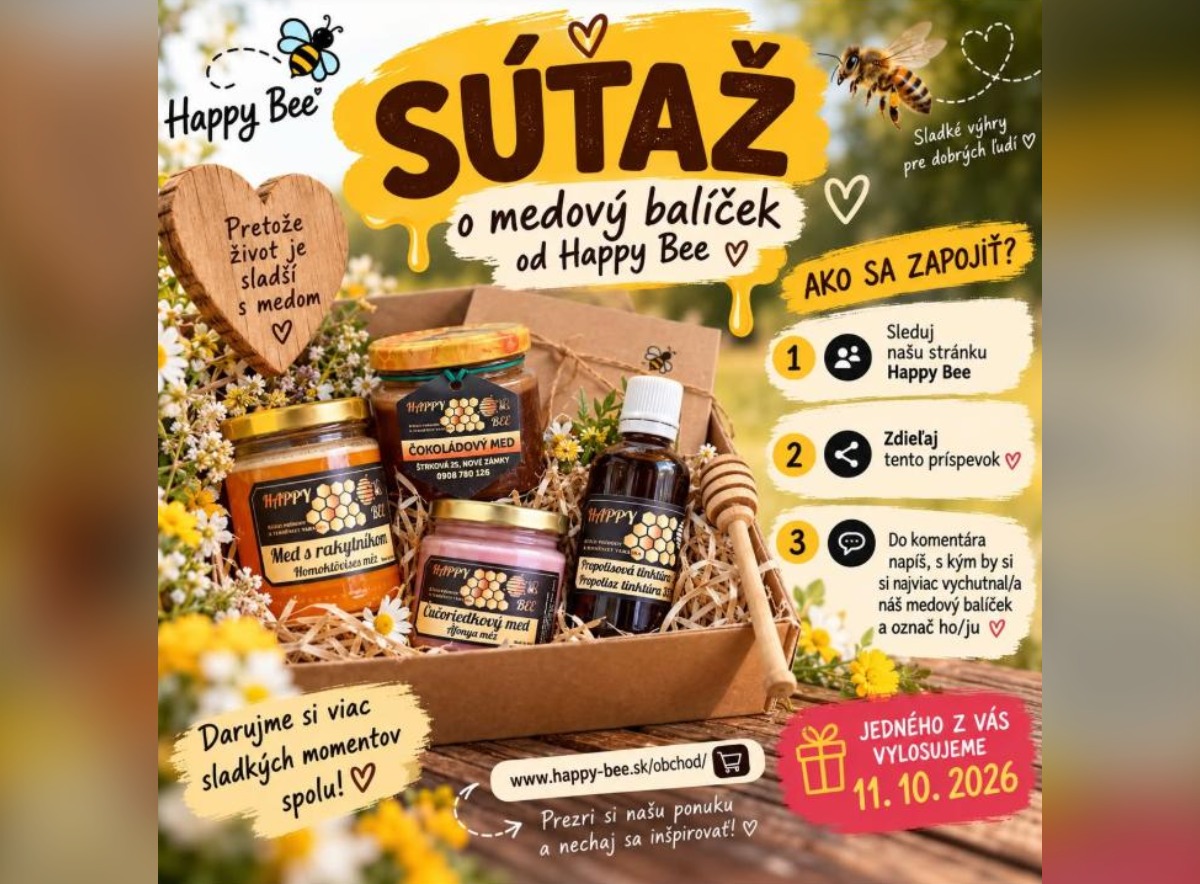 SÚŤAŽ HAPPY BEE: vyhrajte medový balíček (1 výherca)