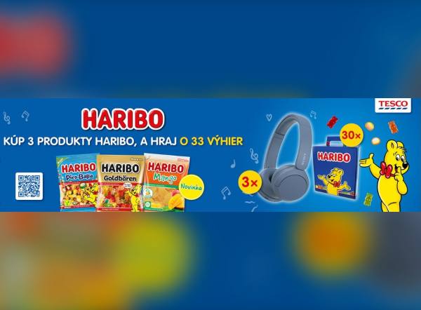 SÚŤAŽ HARIBO a Tesco: vyhrajte slúchadlá Sony alebo box cukríkov HARIBO (33 výhercov)