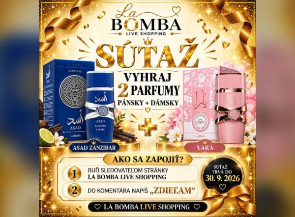 SÚŤAŽ La BOMBA Live Shopping: vyhrajte dva parfumy Asad Zanzibar a Yara (1 výherca)