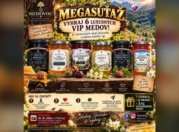 SÚŤAŽ Medovoc: vyhrajte kolekciu 6 prémiových slovenských medov (3 kg)