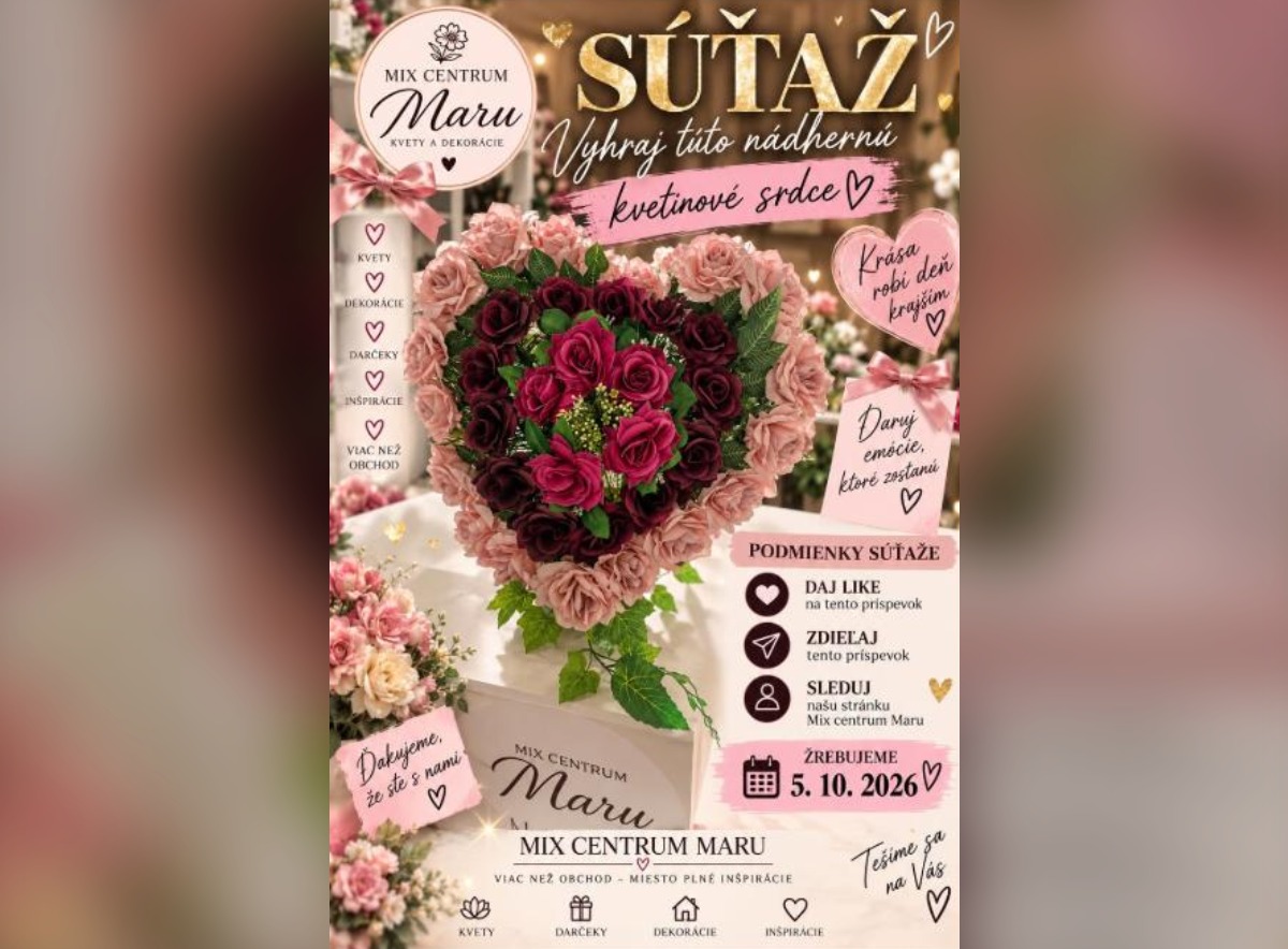 SÚŤAŽ Mix Centrum MARU: vyhrajte ručne aranžované náhrobné kvetinové srdce