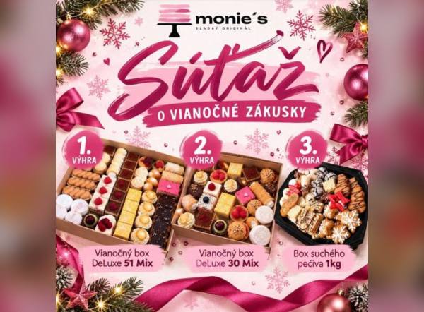 SÚŤAŽ monie's: vyhrajte vianočné zákusky (3 výhercovia)