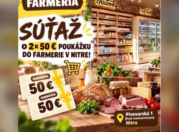 SÚŤAŽ Nitra v Mobile: vyhrajte poukážku 50 € do Farmerie (2 výhercovia)