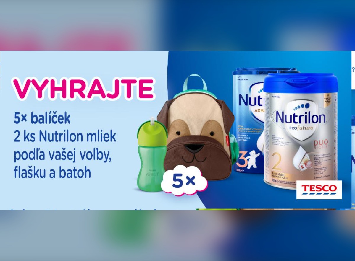SÚŤAŽ Nutrilon a Tesco: vyhrajte balíček mliek, fľašu Avent a batoh (5 výhercov)