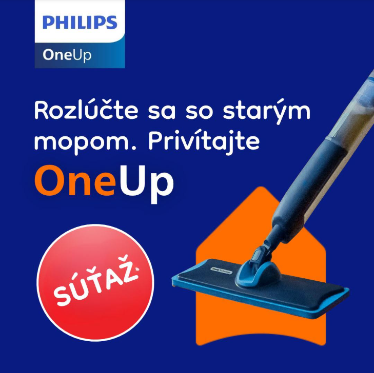 Súťaž o elektrický mop Philips OneUp s kompletným príslušenstvom