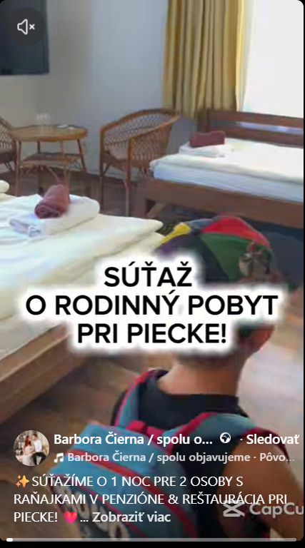 Súťaž o noc pre dve osoby s raňajkami v penzióne Pri Piecke