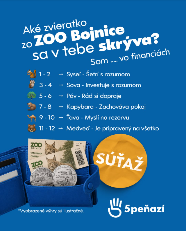 Súťaž o vstupenky do ZOO Bojnice a zvieratkové mince od 5peňazí