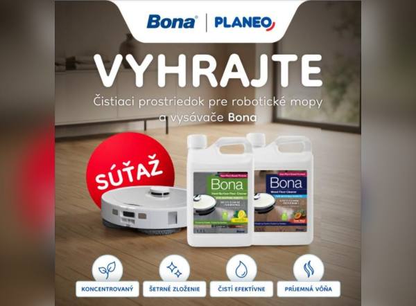 SÚŤAŽ PLANEO Elektro: vyhrajte čistiaci prostriedok Bona pre robotické mopy (10 výhercov)
