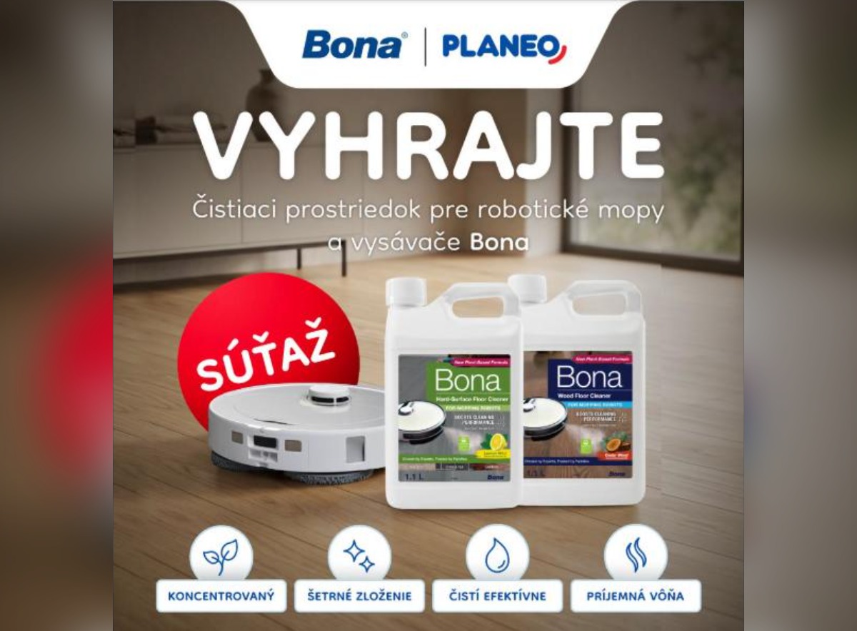 SÚŤAŽ PLANEO Elektro: vyhrajte čistiaci prostriedok Bona pre robotické mopy (10 výhercov)