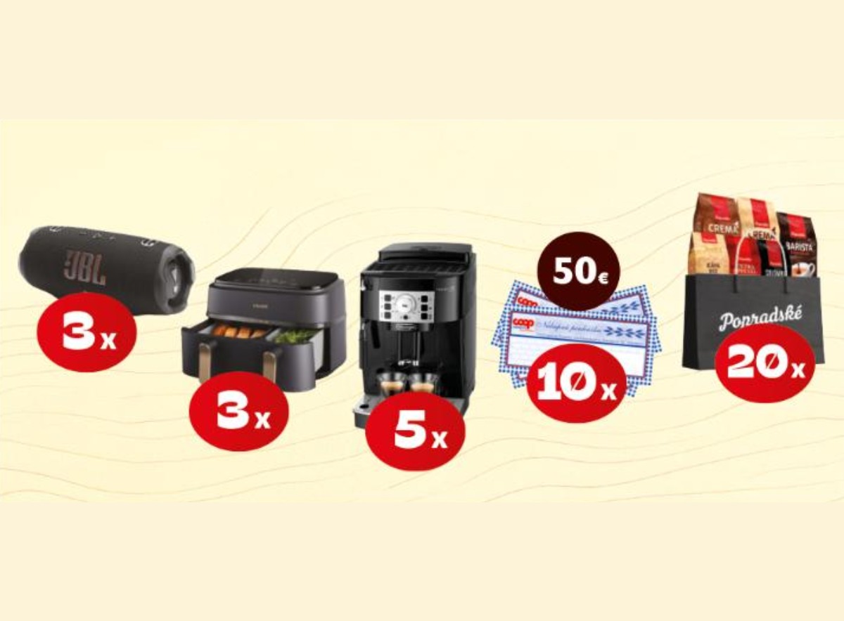 SÚŤAŽ Popradské s COOP Jednota: vyhrajte kávovar, fritézu či reproduktor (41 výhercov)