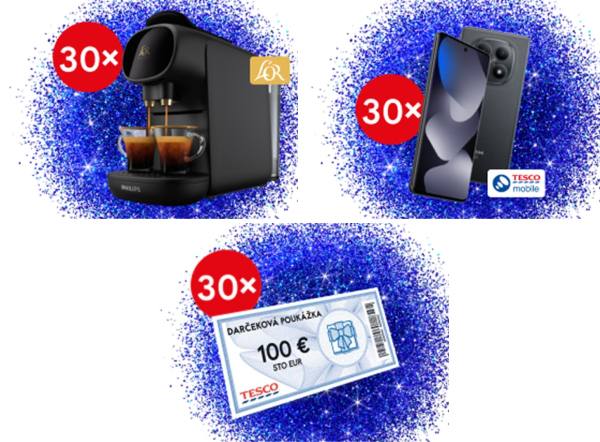 SÚŤAŽ Tesco: vyhrajte kávovar L'OR, smartfón Xiaomi alebo poukážku 100 € (90 výhercov)
