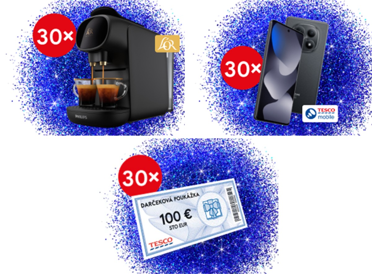 SÚŤAŽ Tesco: vyhrajte kávovar L'OR, smartfón Xiaomi alebo poukážku 100 € (90 výhercov)