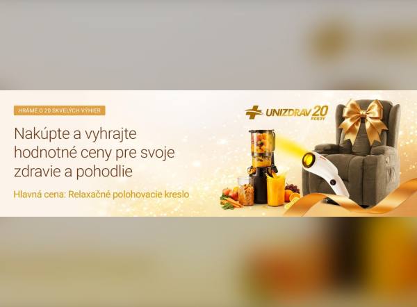 SÚŤAŽ UNIZDRAV: nakúpte a vyhrajte relaxačné polohovacie kreslo (20 výhier)