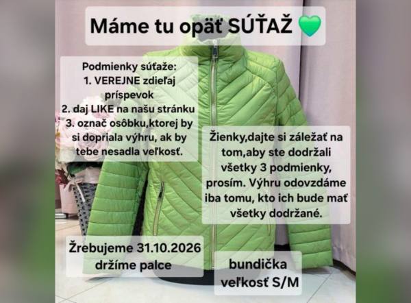 SÚŤAŽ Vera Móda: vyhrajte zelenú bundičku veľkosti S/M (1 výherca)
