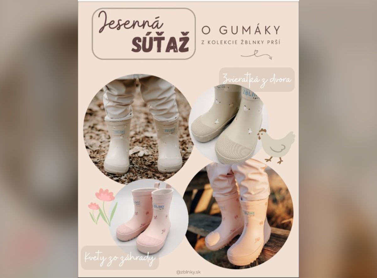 SÚŤAŽ ŽBLNKY: vyhrajte pár detských gumákov Žblnky Prší